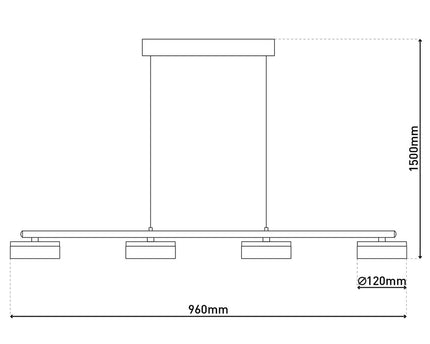 LED hanger lamp "CIMO" gemaakt van metaal en plastic in zwart, met geïntegreerde LED, lengte 96 cm