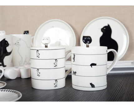 Witte theekopjes met kattenontwerp - set van 2