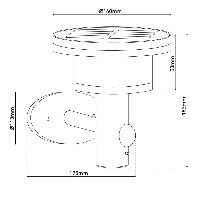 LED Solar Buitenwandlamp "Nora", voor buiten, wandlamp - metaal en plastic in het zwart, met geïntegreerde LED