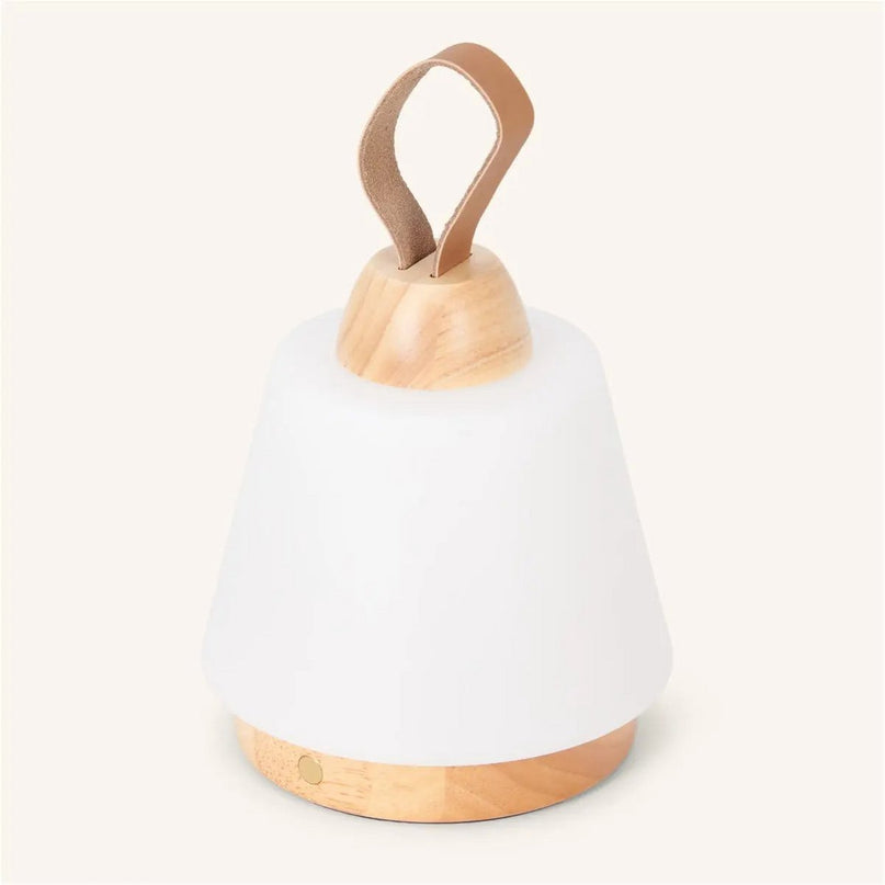 Liv lichtbruine oplaadbare lamp – lederen band, dimbaar, draadloos