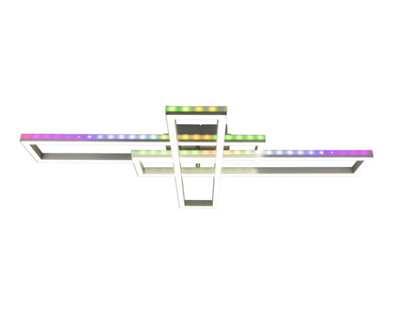 LED CCT-plafondlamp + RGB-backlight "Bantry" met veel functies, 95 cm lang, inclusief afstandsbediening