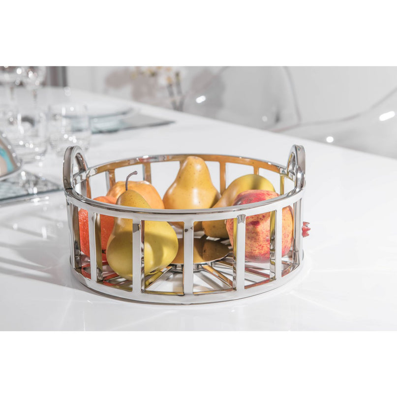 Ronde fruit gesneden in zilver 35x35x18cm