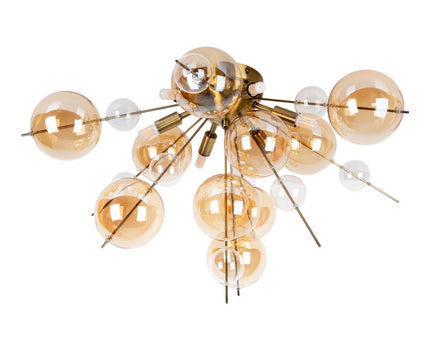 Plafondlamp "explosie" Amber gemaakt van metaal en glas, G9 -versies, plafondlamp voor eetkamer, woonkamer, gang of kantoor, Ø57 cm