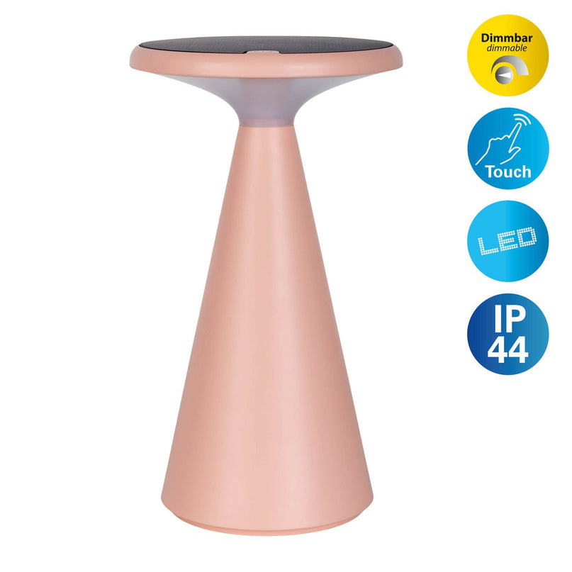 Zonne -batterijlamp "Palu" voor buiten en binnen, gemaakt van plastic in roze, 20 cm hoog