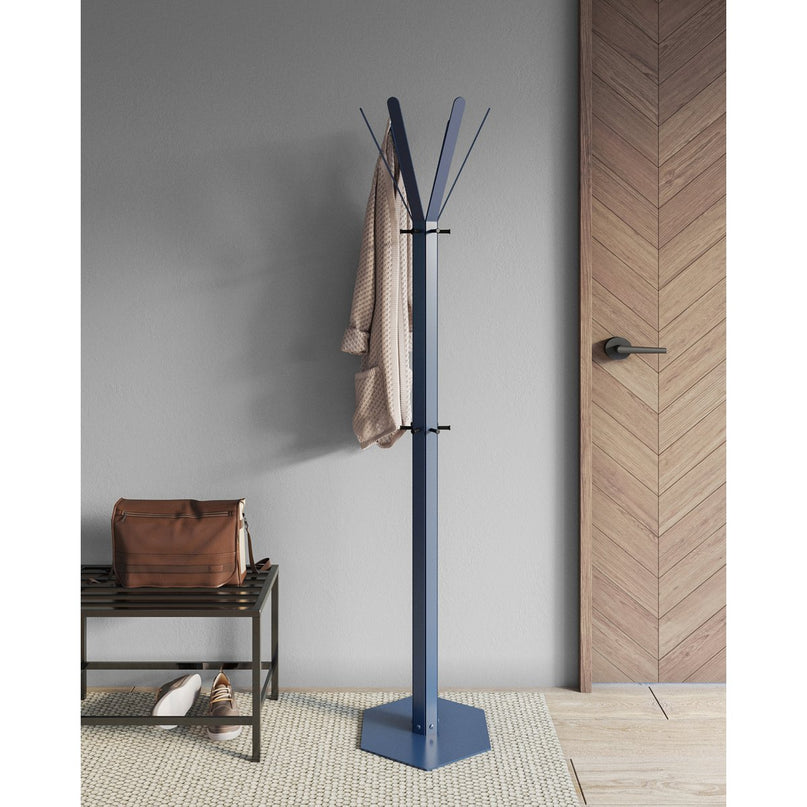 Gorillz Molto - Industrieel - Staande Kapstok - 14 Kapstokhaken - Blauw - Metaal