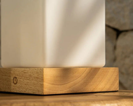 Zayn lichtbruine houten oplaadbare lamp L Dimmable & draadloze en goede batterij