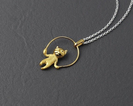 Leuke touwtje springende kat ketting