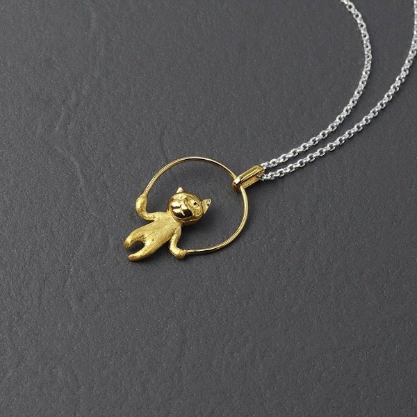 Leuke touwtje springende kat ketting