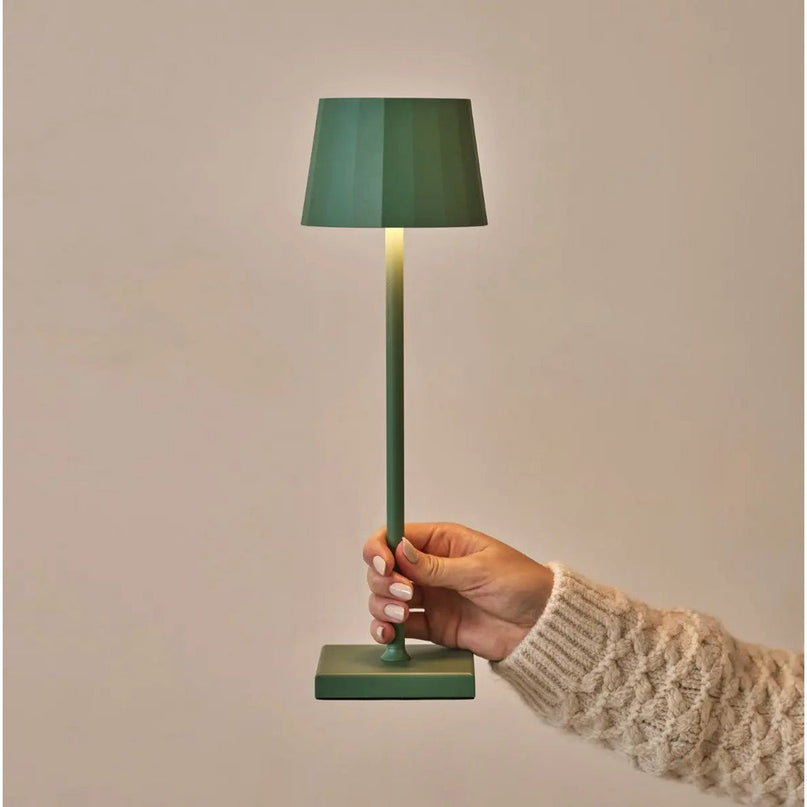 Wouter salie groen oplaadbare tafellamp-draadloos opladen, dimable, 120 uur batterijduur
