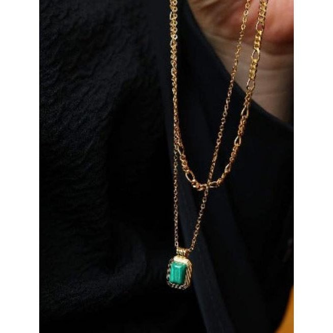 Malachiet hanger ketting met dubbele ketting