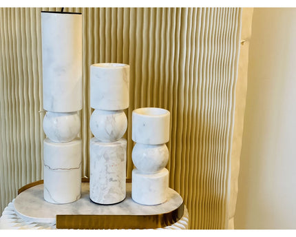 KANDELAAR | MARBLE | WHITE M H29.5cm*W8cm D 8cm Reversible for flower arrangement