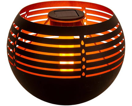 LED Decoratief-solar tafellicht, 16 cm hoog voor buiten, gemaakt van zwart metaal en plastic, met geïntegreerde LED
