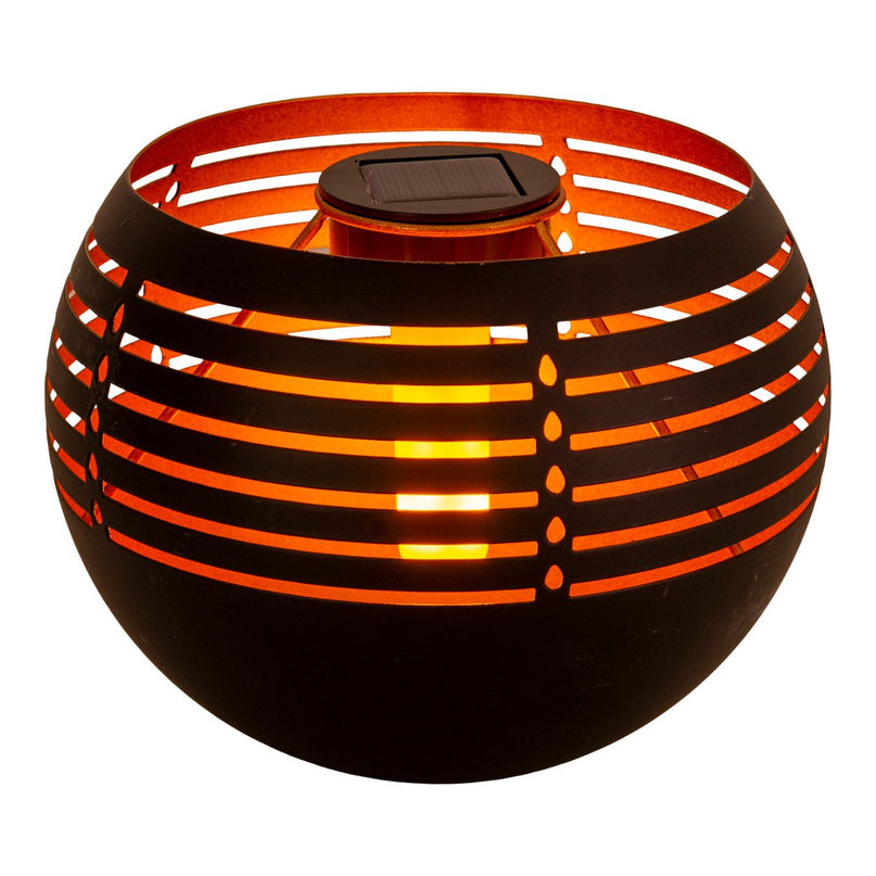 LED Decoratief-solar tafellicht, 16 cm hoog voor buiten, gemaakt van zwart metaal en plastic, met geïntegreerde LED