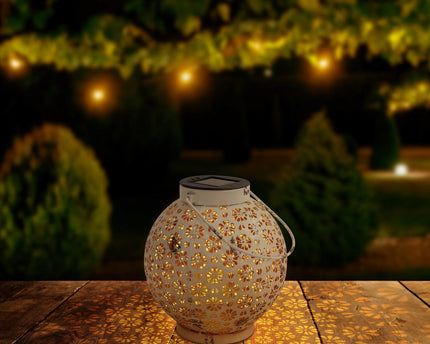 2 Set LED Decoratie Zonnelicht Ø 18 cm Buiten Decoratie gemaakt van metaal in wit met geïntegreerde LED's