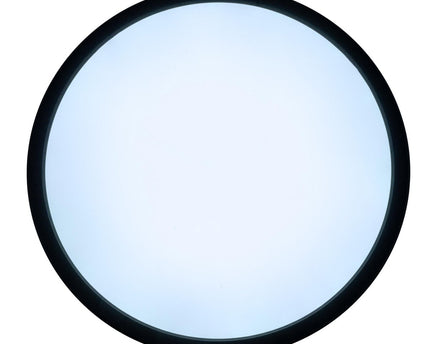 Het LED-plafondlicht "Carlo" met RGB-backlight, Ø van 29,3 cm, klassiekmoderne plafondlicht gemaakt van zwart/wit plastic met veel functies, b.v.