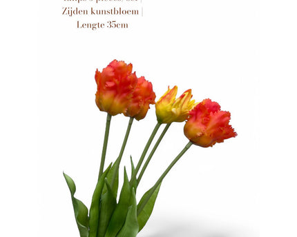 Artificial flowers Orange tulips 5 pieces/set | Zijden kunstbloem | Lengte 35cm