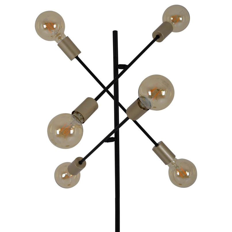 Staande lamp "Modo" gemaakt van zwart in zwart, versies in goud, E27 -aansluiting, vloerlamp voor woonkamer, eetkamer, keuken, gang, gang of kantoor, 150 x 49 cm