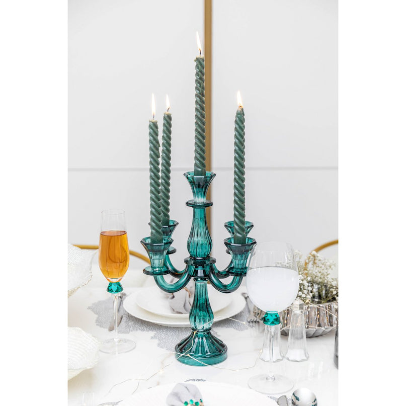 5-LICHTSE TURQUOISE KANDELAAR H35CM