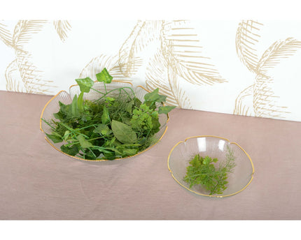 Glazen bloemenbeker met gouden rand 16 cm