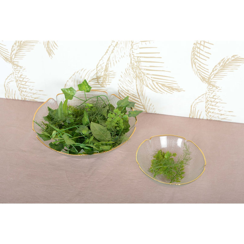 Glazen bloemenbeker met gouden rand 16 cm