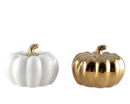 Witte en gouden decoratieve pompoenen - veel van 2