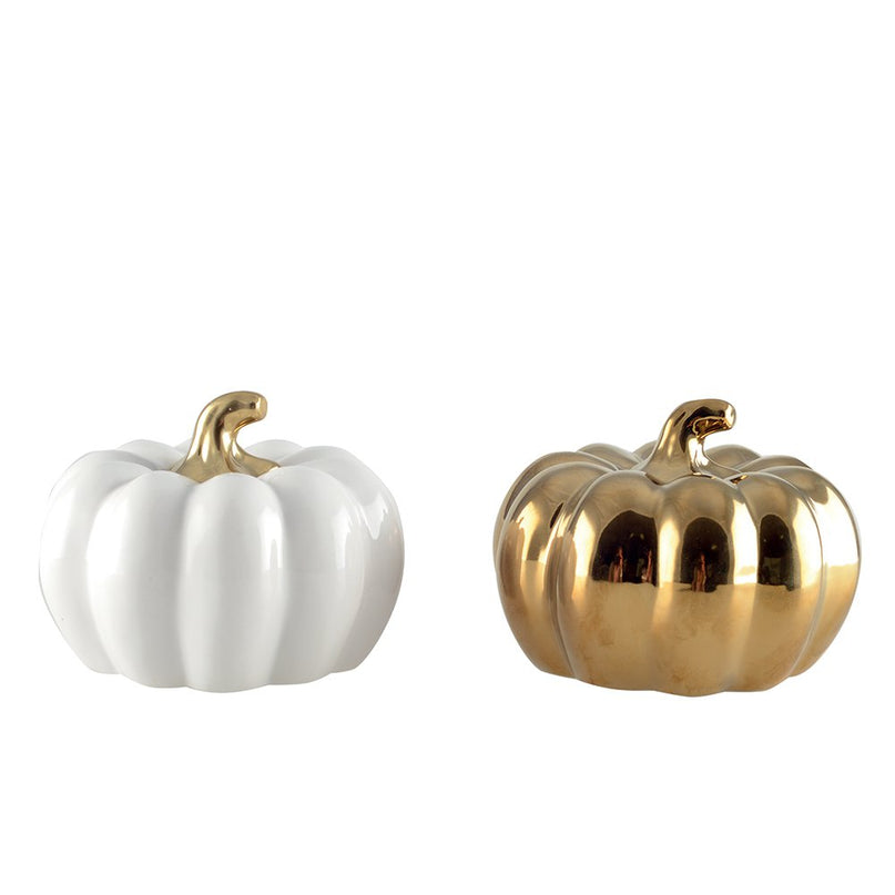 Witte en gouden decoratieve pompoenen - veel van 2