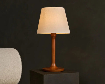 Nova Kastanjebruine Lamp met Houten Voet | Stijlvolle woonkamer- en slaapkamerverlichting