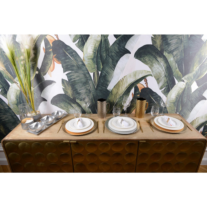 Transparante en zilveren conische vaas H28cm