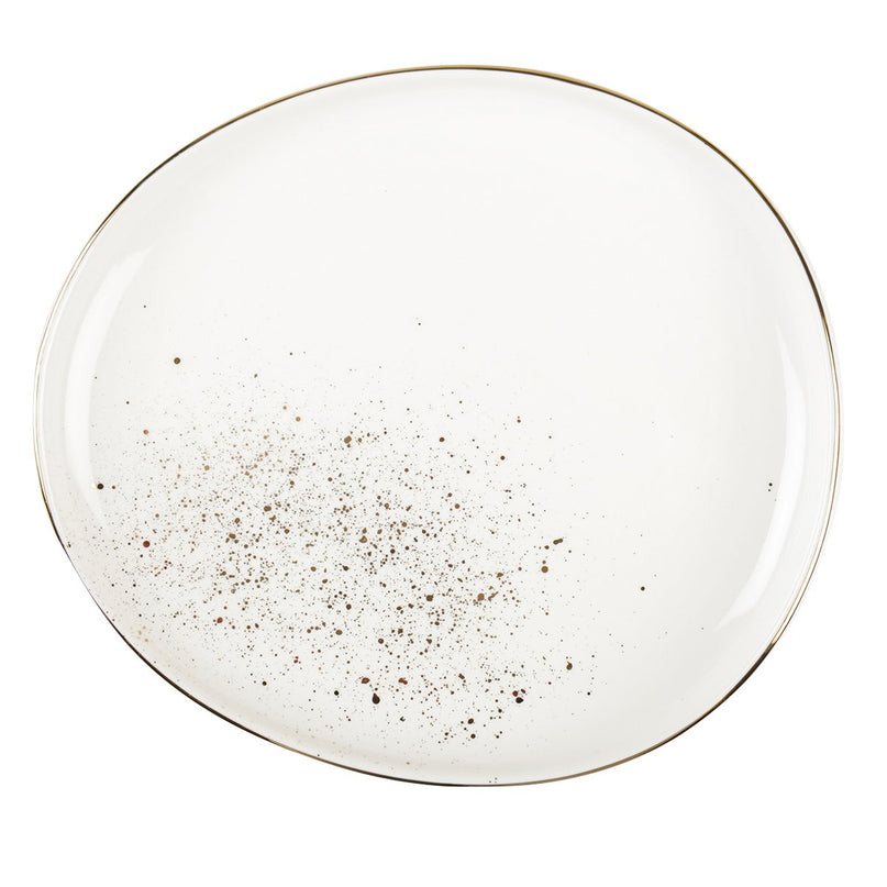 Witte ovale dessertplaat of flits of