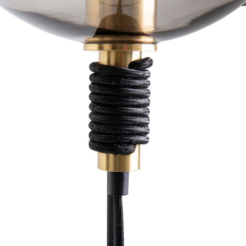 Stapellamp "stelo", moderne vloerlamp gemaakt van zwart metaal en rookglas, E27 -aansluiting, 128,5 cm hoog, voor eetkamer, woonkamer, gang of kantoor,