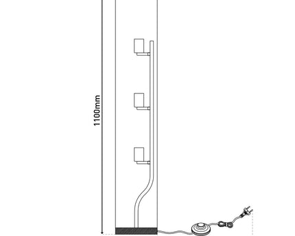 Staande lamp "Beate" Natuur van metaal en een tekstblazer in de natuur, E27 -aansluiting, vloerlamp voor eetkamer, woonkamer, gang of kantoor, ca. 110 cm hoog