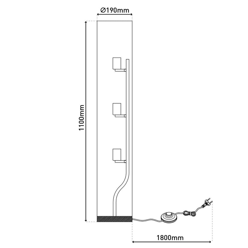 Staande lamp "Beate" Natuur van metaal en een tekstblazer in de natuur, E27 -aansluiting, vloerlamp voor eetkamer, woonkamer, gang of kantoor, ca. 110 cm hoog