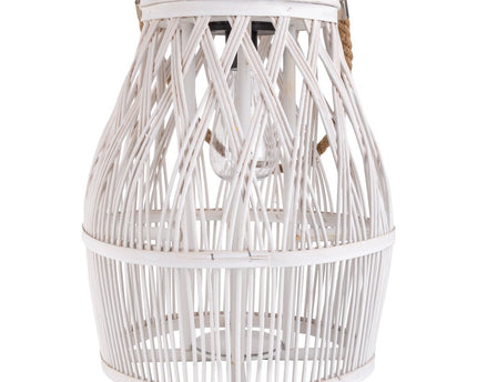 Led Solar Decolor "Korbinian" voor de tuin en het terras gemaakt van hout en rattan in de natuur, zonnelamp 34 cm hoog