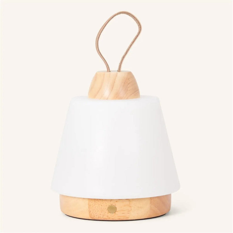 Liv lichtbruine oplaadbare lamp – lederen band, dimbaar, draadloos