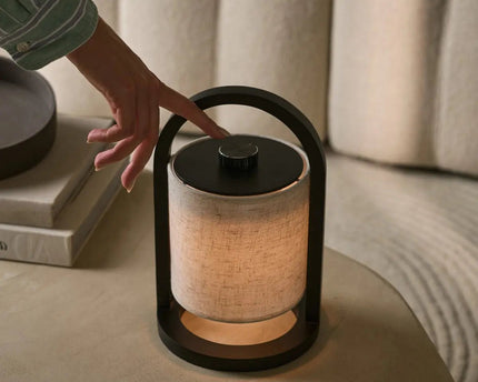 River Black draadloze houten lamp – Oplaadbaar en dimbaar