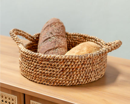 Broodmand | Kleine ronde mand | Decoratieve geweven opbergmand van waterhyacint JAWAH (2 maten)
