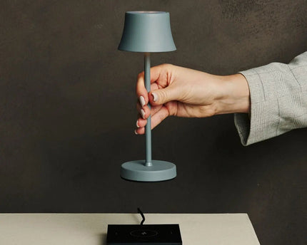 De pijp mini muis grijs oplaadbare tafellamp - draadloos opladen, dimbare lamp en 3 lichte kleuren