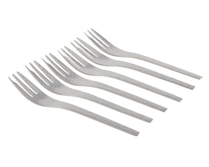 Silver Hammered Dessert Forks - veel van 6