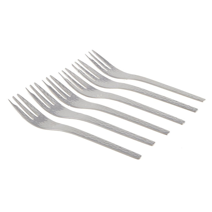 Silver Hammered Dessert Forks - veel van 6