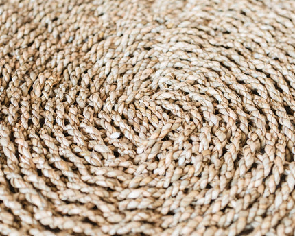 Zeegrasvloerkleed rond 100/120 cm – vloerkleed in bohostijl – rond vloerkleed naturel – handgeweven beige natuurvloerkleed (2 maten) LOKA