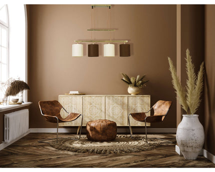 4 hanglamp "tilde", klassieke metalen slinger lamp in bruin en beige, met E27 -versies, hanglamphoogte verstelbaar en 86 cm lang, ideaal als eetkamerlicht