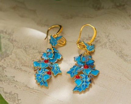 Chinese koninklijke oorbellen-Cloisonné-Phoenix n Flower