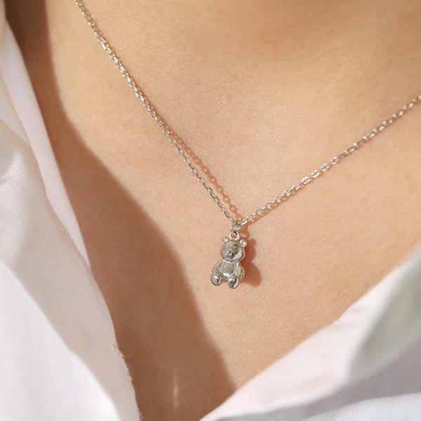 Teddybeer sieradenset met oorbellen en ketting