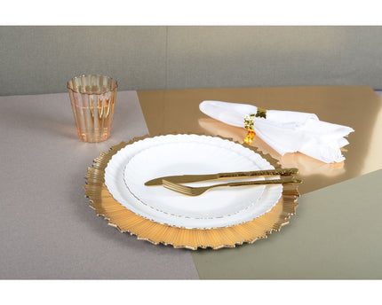 Witte platte plaat gouden rand
