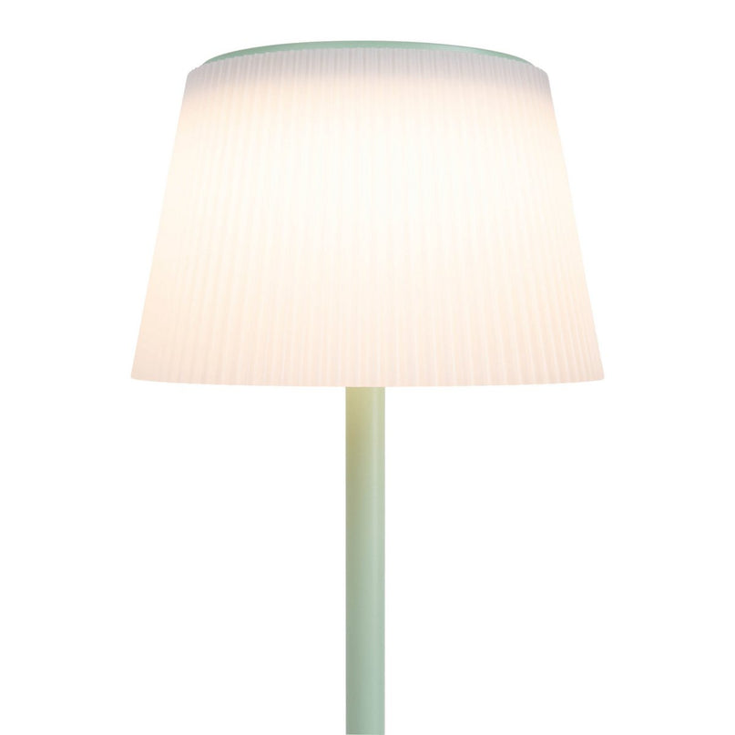 Zonne -batterijlamp "EMMI" 38 cm hoog, paraplu Ø 13 cm, metaal in mint en wit plastic, voor de buitenruimte, dimable CCT.