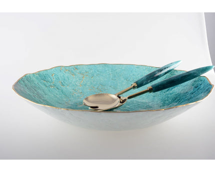 Turquoise gesneden met gouden rand 40 cm