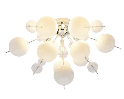 Plafondlamp "explosie" wit gemaakt van metaal en glas, G9 -versies, plafondlamp voor eetkamer, woonkamer, gang of kantoor, Ø57 cm