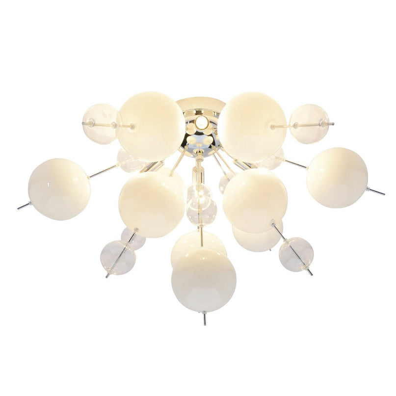 Plafondlamp "explosie" wit gemaakt van metaal en glas, G9 -versies, plafondlamp voor eetkamer, woonkamer, gang of kantoor, Ø57 cm