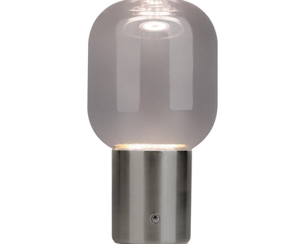 Draadloos tafellicht "Albero" decoratief tafellicht gemaakt van chroomkleurig metaal en glas met stevig geïnstalleerde LED's, dimbaar met aanraaksensor, 25 cm hoog