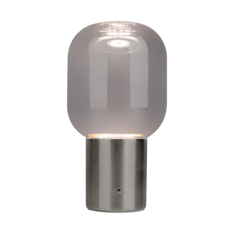 Draadloos tafellicht "Albero" decoratief tafellicht gemaakt van chroomkleurig metaal en glas met stevig geïnstalleerde LED's, dimbaar met aanraaksensor, 25 cm hoog